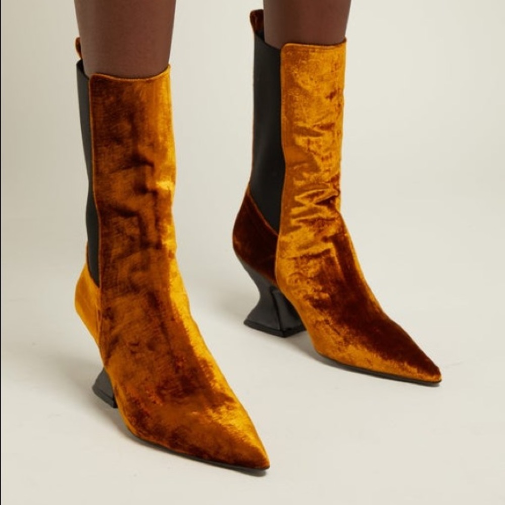 Marques Almeida velvet booties hourglass heel